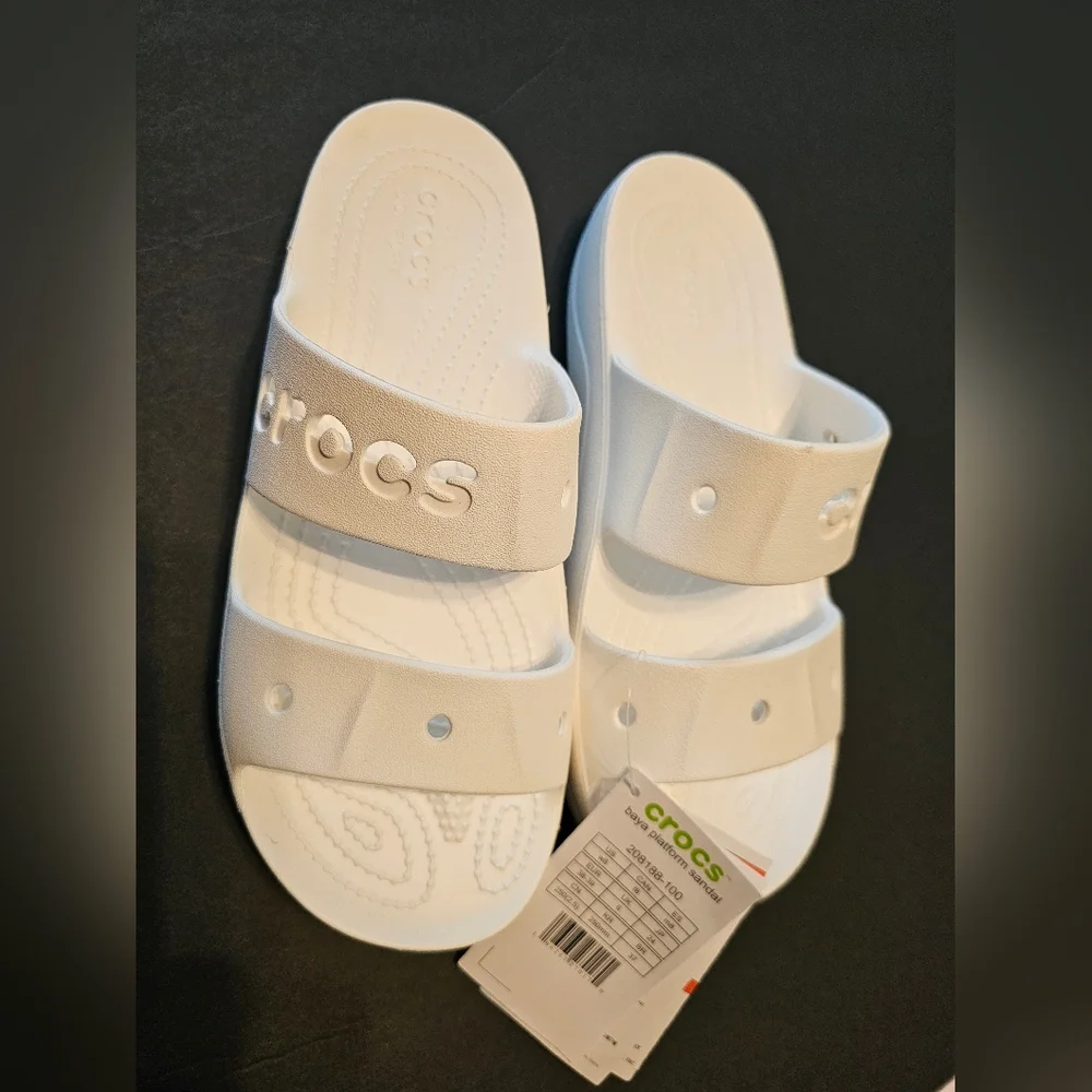 CROCS White Baya Platform Slides - Picture 3 of 7